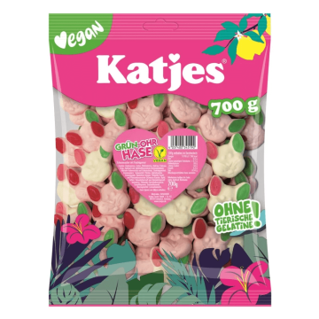 Katjes Grün-Ohr-Hase 700g vegane Schaumzucker-Hasen mit Fruchtgummi-Ohren