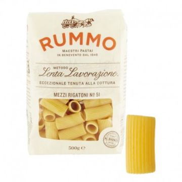 Rummo Mezzi Rigatoni Nr. 51 500 g – italienische Hartweizenpasta mit Rillen für extra Saucenhalt, al dente