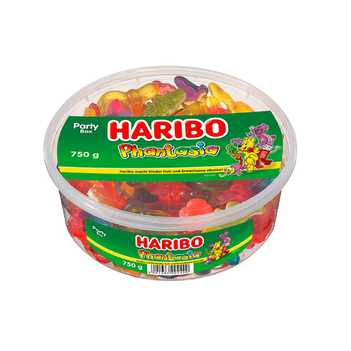 Haribo Phantasia 750g Dose mit bunten Fruchtgummis und Schaumzucker Haribo Phantasia 750g Dose mit bunten Fruchtgummis und Schaumzucker