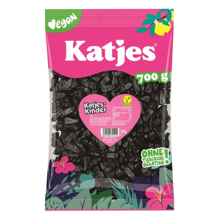 Katjes Kinder Vegan 700g klassische salzige Hartlakritz-Katzen, vegan